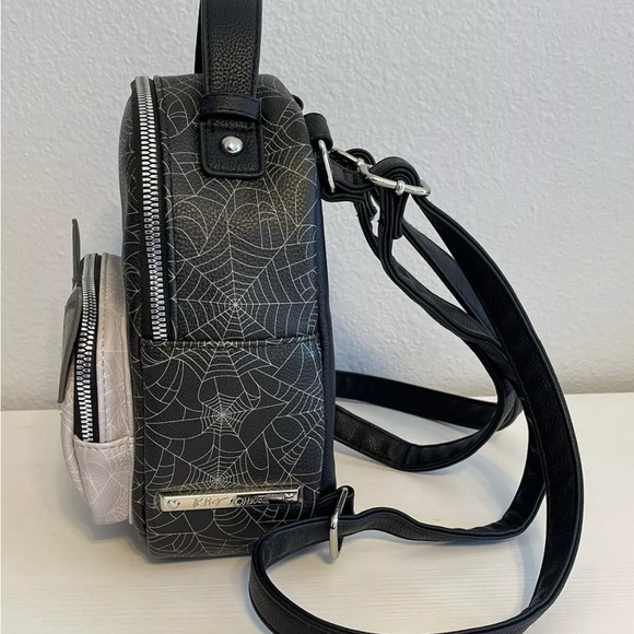 RARE Betsey Johnson Vampire Cat Spider web print Mini Backpack purse bag NWT - Picture 4 of 7
